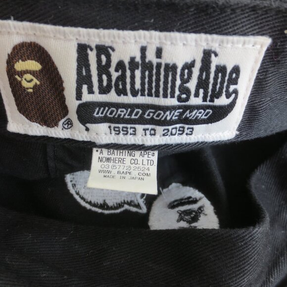 A BATHING APE BAPE MEN'S BASEBALL CAP ADJUSTABLE BLACK O/S - Picture 7 of 8